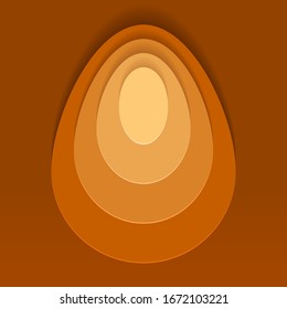 Tarjeta de felicitación de Pascua. El huevo de Pascua es naranja. Corte de papel