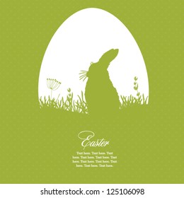 Easter greeting card with egg and rabbit