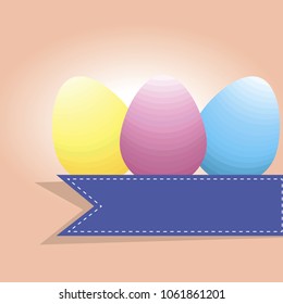 Tarjeta de saludo de Pascua con huevo y cinta