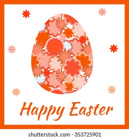 Easter greeting card with egg shaped flowers.