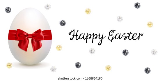 Tarjeta de saludo de Pascua con huevo de Pascua y chispas brillantes