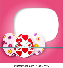 Easter greeting card with egg. Vector yellow paper card with easter egg for your design. Vector illustration. EPS 10