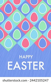 Easter greeting card with eggs. Abstract background. Vector illustration