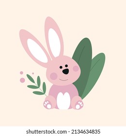 Easter greeting card with eggs and bunny ears Free Vector