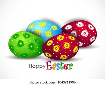 Easter greeting card with eggs Happy Easter. Vector illustration.