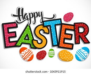Easter greeting card with eggs Happy Easter. Vector illustration.
