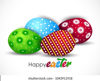 Easter greeting card with eggs Happy Easter. Vector illustration.