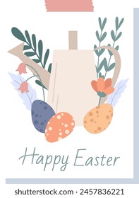 Tarjeta De Felicitación De Pascua Con Ilustración vectorial De Huevos