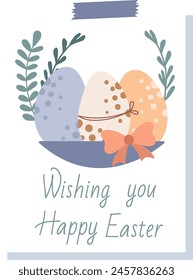 Easter Greeting Card With Eggs Vector Illustration