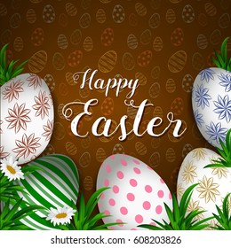 Easter greeting card. Easter eggs. Vector illustration