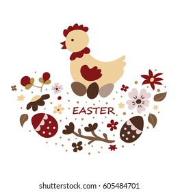 Easter greeting card. Flat style. Vector illustration.