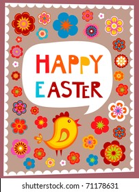 Tarjeta de saludo de Pascua con flores