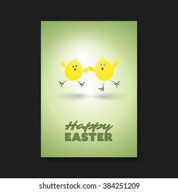 Tarjeta De Saludo De Pascua, Volante, Diseño De Plantilla De Fondo De Cobertura Con Pollos Felices Graciosos