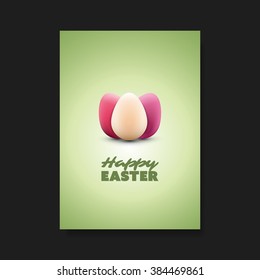 Tarjeta De Saludo De Pascua, Volante, Diseño De Plantilla De Fondo De Cobertura Con Tres Huevos De Pascua