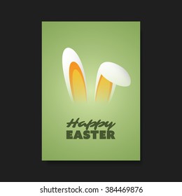 Easter Greeting Card, Flyer, Cover Background Template Design With Funny Bunny Ears