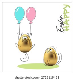Cartão de Páscoa com animais engraçados, ovos e humor festivo.