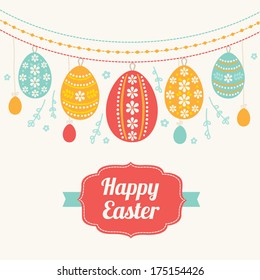 Easter greeting card with garland