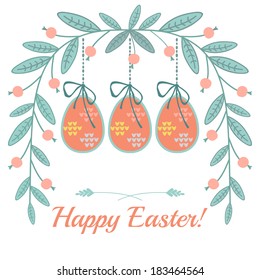 Easter greeting card with garland