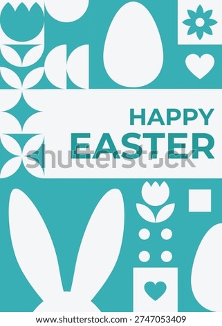 Easter greeting card with a geometric pattern in bright blue. Perfect for social media, branding, seasonal promotions, marketing campaigns and spring holiday decor.