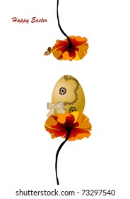 easter greeting card with golden egg vector illustration