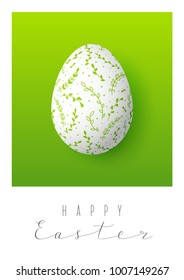 Easter greeting card with green egg