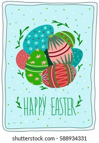 Easter greeting card hand drawn vector illustration