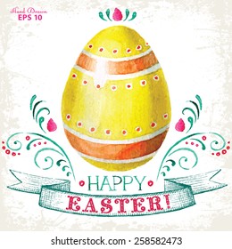 Easter greeting card hand-painted with watercolor 
