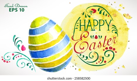 Easter greeting card hand-painted with watercolor 