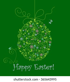 Easter greeting card with hanging lacy egg