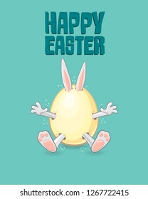 Easter greeting card - Happy Easter bunny get out of egg