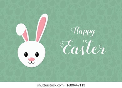 Easter greeting card with happy bunny and wishes. Banner. Vector
