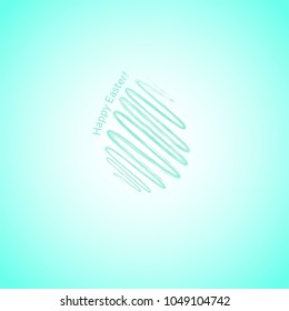 Easter greeting card. Happy Easter. Egg on a turquoise background. Vector illustration