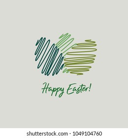 Easter greeting card. Happy Easter. Green Egg on a gray background. Vector illustration
