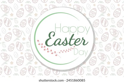 Tarjeta de felicitación de Pascua. Feliz Pascua. Fondo claro con Elementos de sauce y huevos