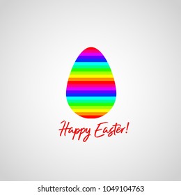 Easter greeting card. Happy Easter. Multicolored Egg on a gray background. Vector illustration