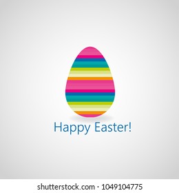 Easter greeting card. Happy Easter. Multicolored Egg on a gray background. Vector illustration