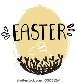 Easter greeting card. Easter lettering for invitation, greeting card, prints and posters. 