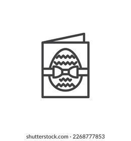 Icono de la línea de la tarjeta de saludo de Pascua. signo de estilo lineal para concepto móvil y diseño web. Tarjeta de saludo con icono vector de contorno de huevo de Pascua. Símbolo, ilustración del logotipo. Gráficos vectoriales