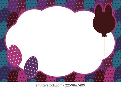 Easter greeting card material with egg pattern and copy space and bunny balloon
