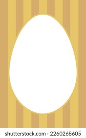 Material de la tarjeta de felicitación de Pascua con un marco en forma de huevo sobre fondo a rayas