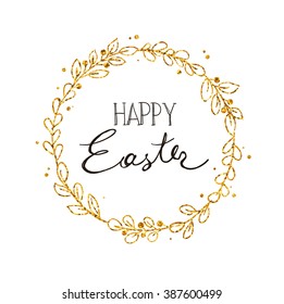 Easter greeting card. Modern calligraphy. Hand drawn design elements. Handwritten lettering.