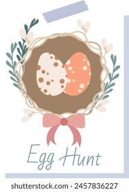 Tarjeta De Felicitación De Pascua Con Ilustración vectorial De Nido