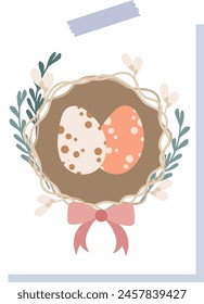 Easter Greeting Card With Nest Vector Illustration