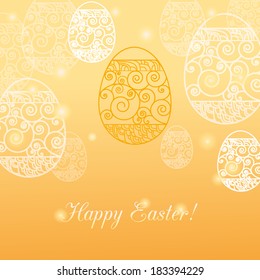 Easter greeting card on the golden background 