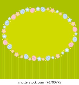 Easter greeting card with an oval frame