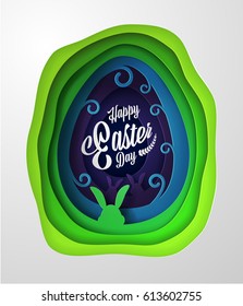  Easter Greeting card With Paper Art for Easter Day.Paper Art and Craft style Concept 