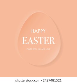 Easter greeting card with paper cut egg. Modern background. Vector illustration