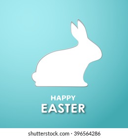 Easter greeting card with paper cut bunny.