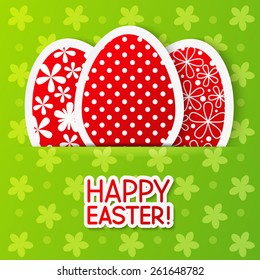 Easter greeting card with paper eggs