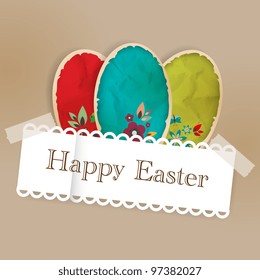 Easter greeting card with paper eggs